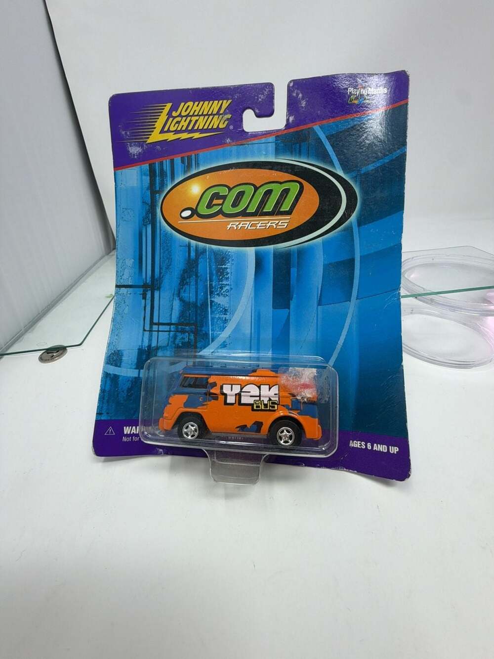 Johnny Lightning .Com Racers Y2K Volkswagen Bus Orange and Blue